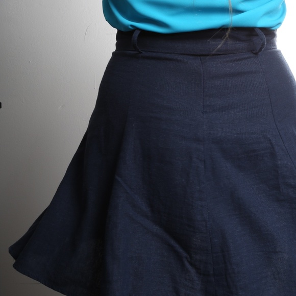 Modcloth Linen Navy A-Line Skirt - Petalo - Picture 7 of 13